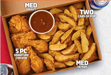  - 5 Pc chicken & Med Taters $23.99